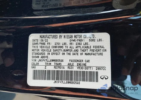 2022 Infiniti Q60 Red Sport 400 from USA, damaged, VIN JN1FV7LL4NM680546